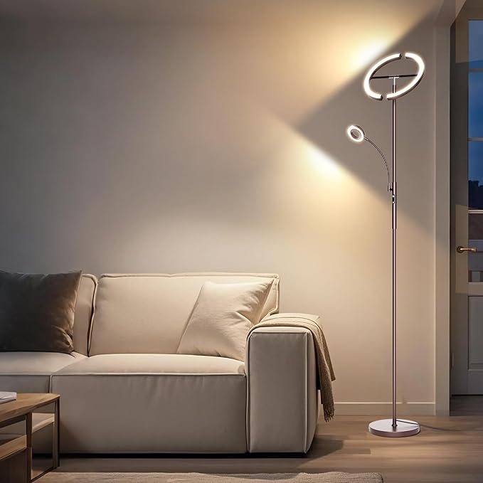 SIBRILLE 2-in-1 Brown LED Floor Lamp