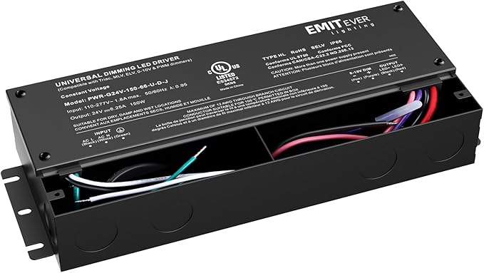 EMITEVER Dimmable Led Driver, 150W AC 110V-277V to DC 24V Transformer, 5-in-1
