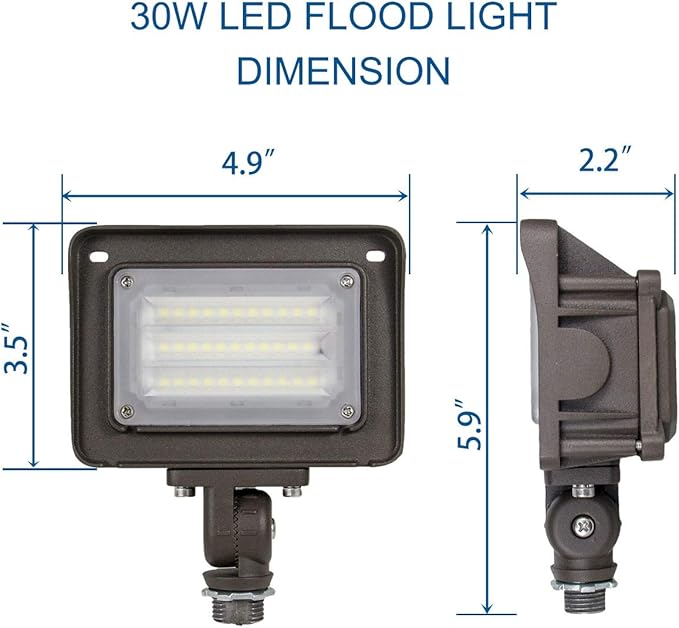 Dakason 30W LED Flood Light Outdoor, Dusk-to-Dawn Photocell 180° Adjustable (2 Pack)