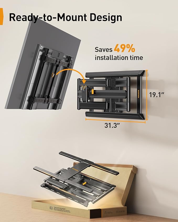 Perlegear Long Arm Full Motion TV Wall Mount