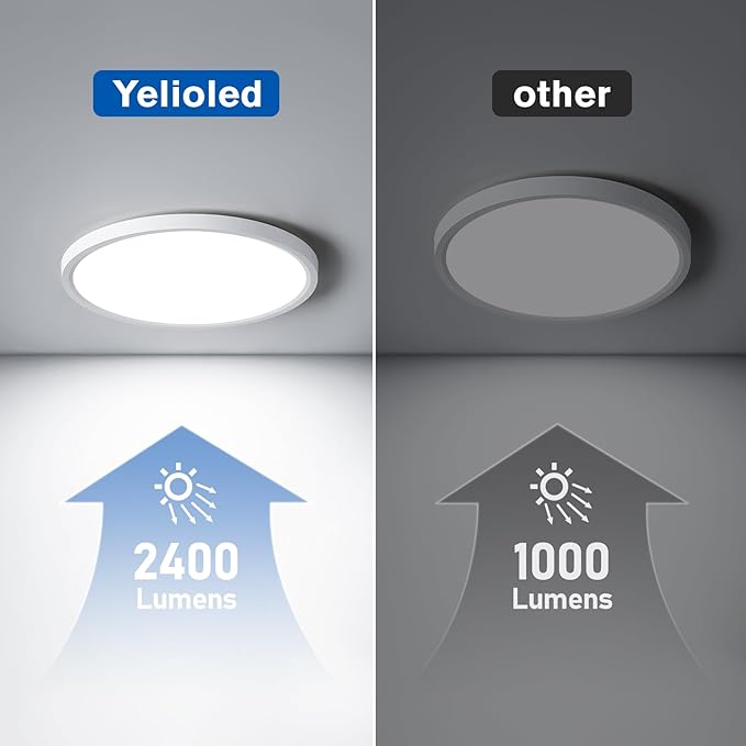 YELIOLED 6 Pack 12 Inch Slim Dimmable LED Flush Mount Ceiling Light Fixtures