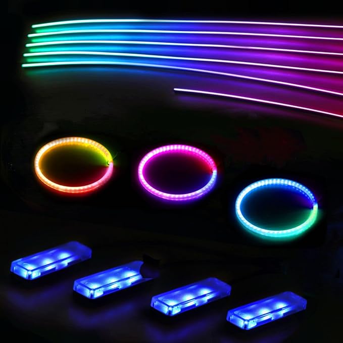 Acrylic Interior Car LED Strip Lights, Colorful 18-in-1 Car Ambient Lighting Kit