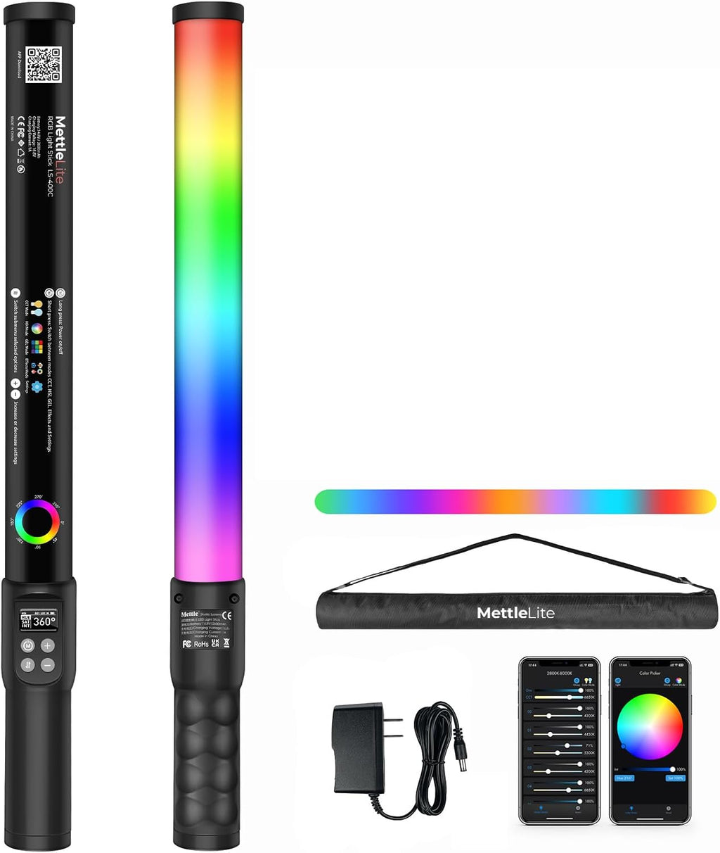 Mettlelite LS400P RGB Pixel LED Light Stick, Handheld Full Color RGBWW