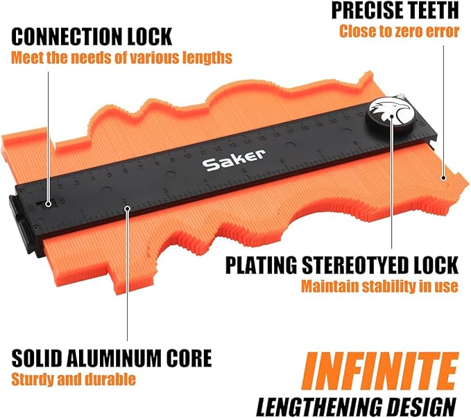 Saker Contour Gauge Profile Tool-Unlimited Connection Precisely Copy Irregular (2PCS)