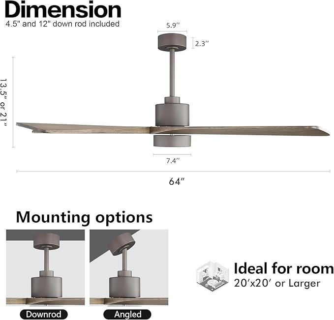WINGBO 64 Inch DC Ceiling Fan