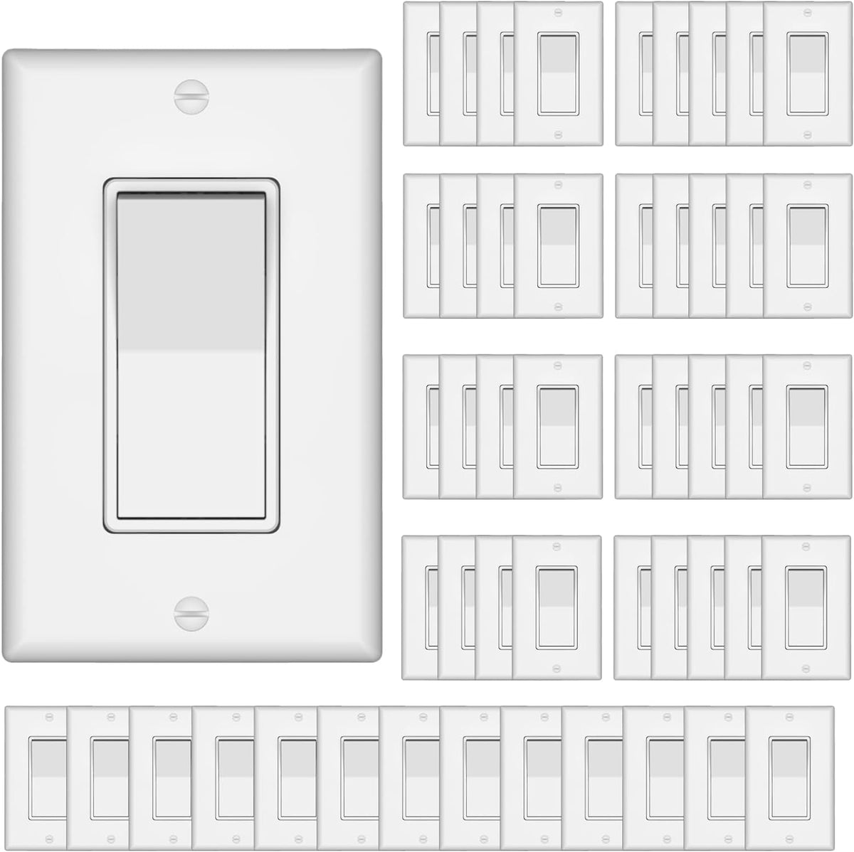 thunderway single pole decorator wall light switch, close-up detail