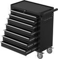 7-Drawer Rolling Tool Chest with Wheels, Metal Tool Storage Cabinet with Lock&Keys and Swivel, Toolbox with drawers, Tool Box for Warehouse,Garage, Repair Shop, Workshop (Black, 7-Drawer)