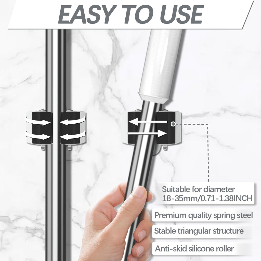 3-h broom holder wall mount 30 pack, stainless, side view