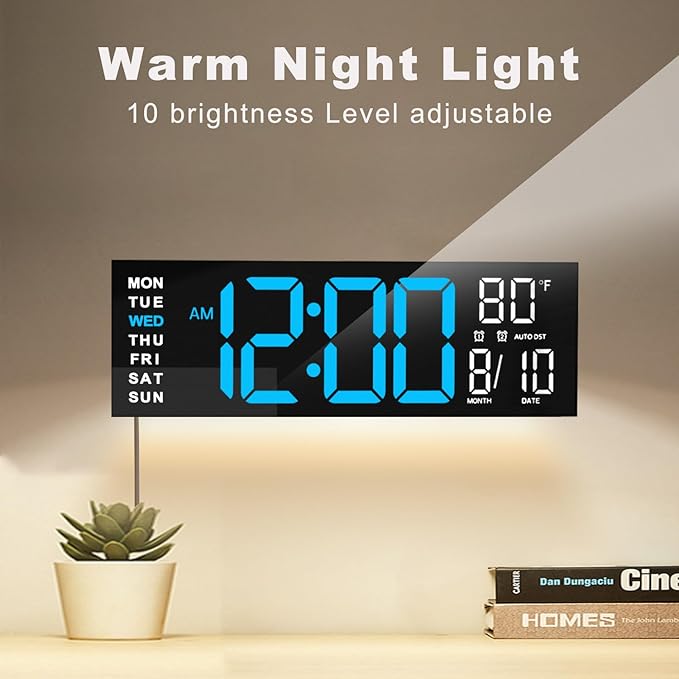 JALL 16" Large Digital Wall Mount Clock, Count Down Timer, Big LED, RGB Color