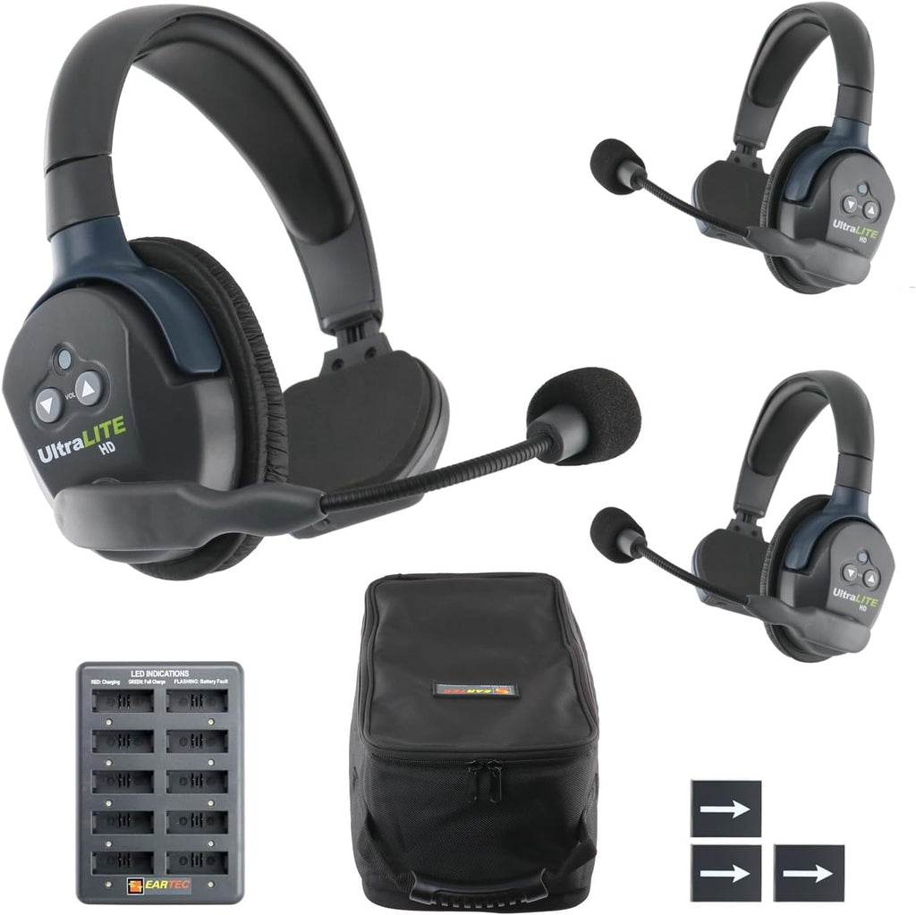 EARTEC UL3S Ultralite-HD 3-Person Full Duplex Wireless Intercom Headset