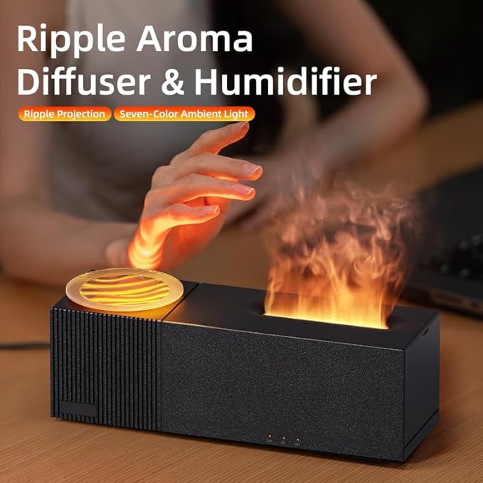 Essential Oil Diffuser, Ripple Projection Vibe Flame Oil Diffuser