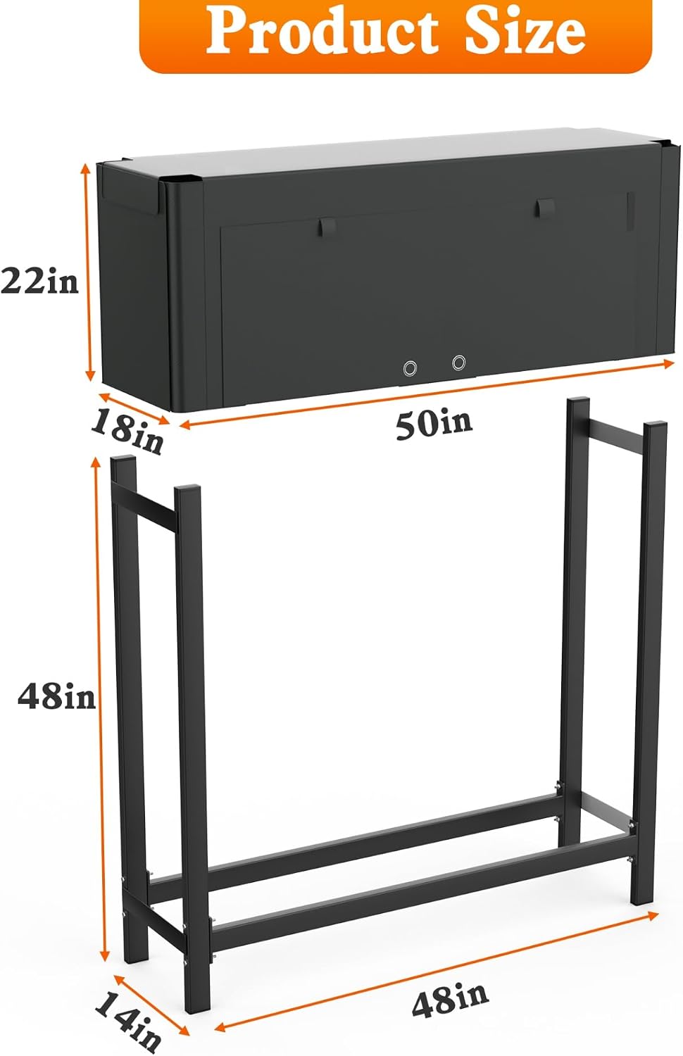 WALMANN Heavy-Duty Firewood Rack with Cover & Firewood Carry Bag, 4 ft