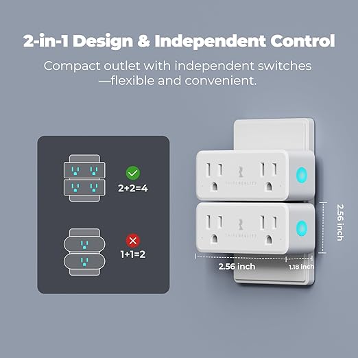 THIRDREALITY Smart Dual Plug 2 Pack, Zigbee 2-in-1 Smart Outlet