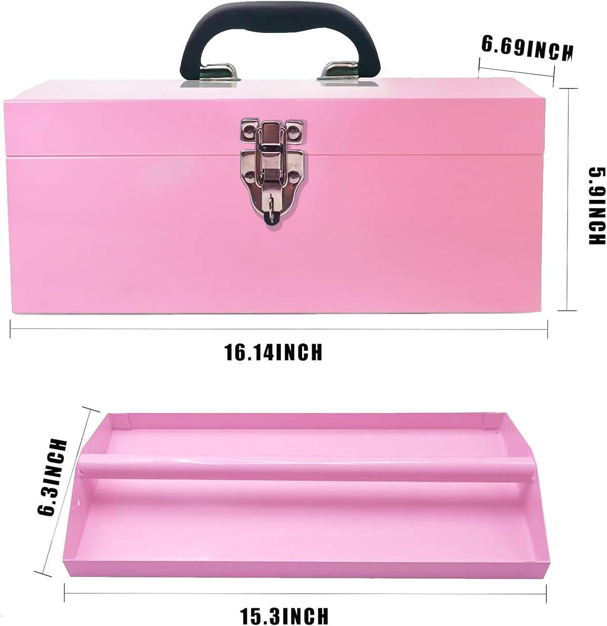 16" portable metal toolbox large tool box 18-gauge, package contents
