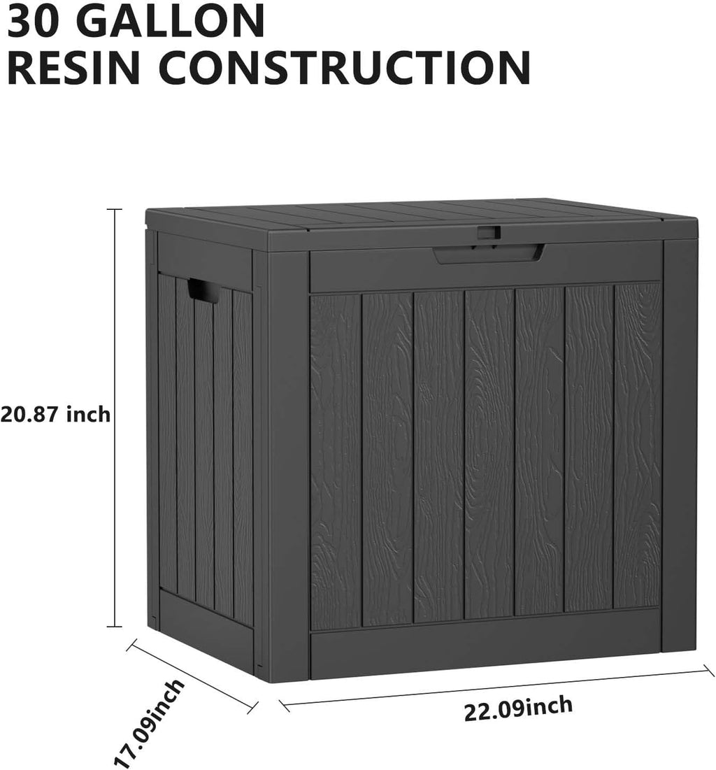 30 gal outdoor storage box waterproof lockable deck shown in use