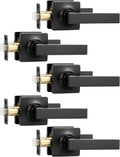 Mengico 5 Pack Door Handle,Black Door Lever Handle,Door Handles Interior Passage Lock(for Hallway&Close)