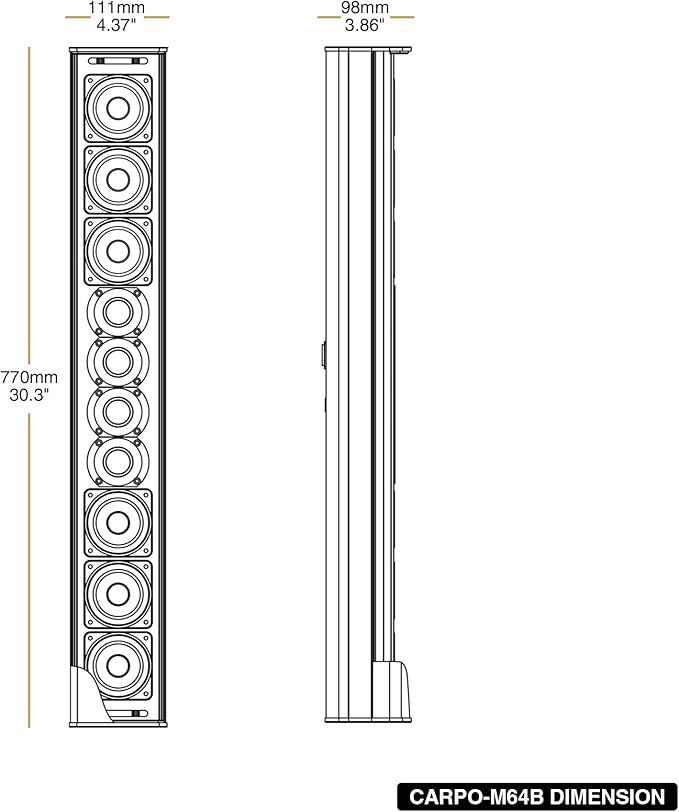 Sound Town Weatherproof Compact Aluminum Line Array Column Speaker