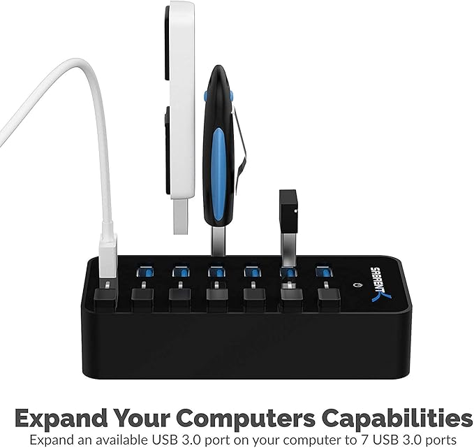 SABRENT 36W 7 Port USB 3.0 Hub