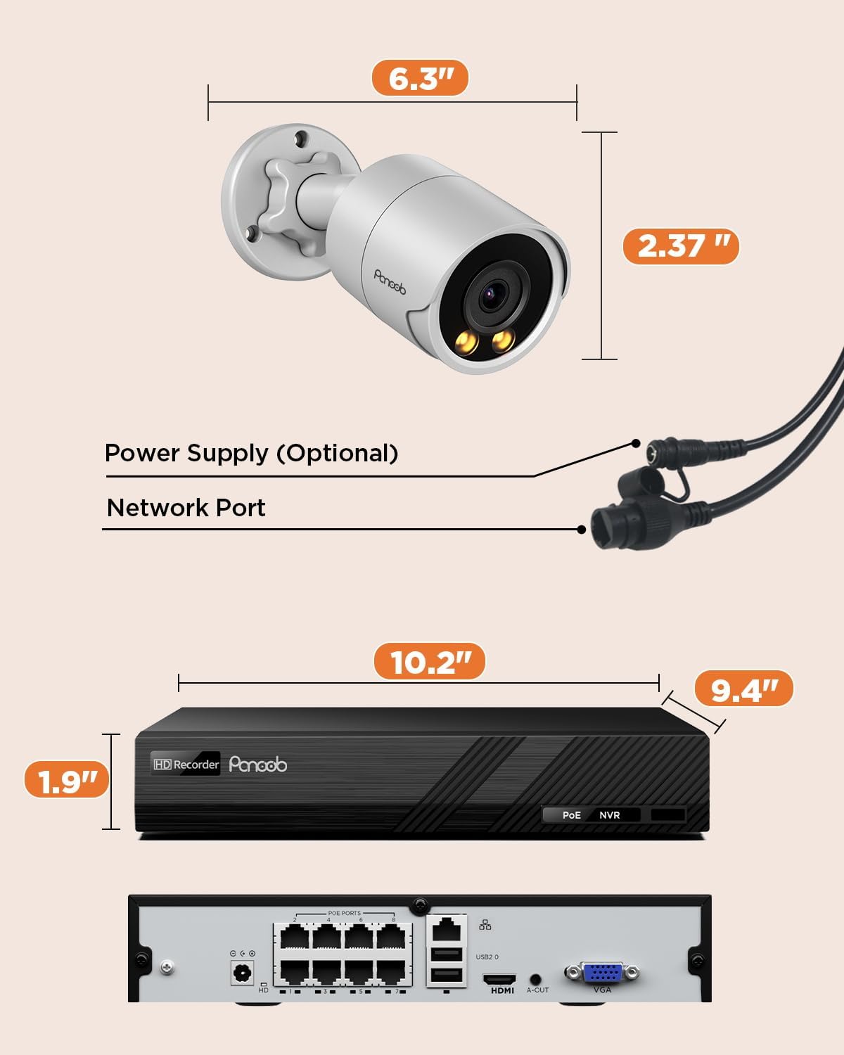 poe security camera system 8ch with 2tb hdd on a desk or shelf