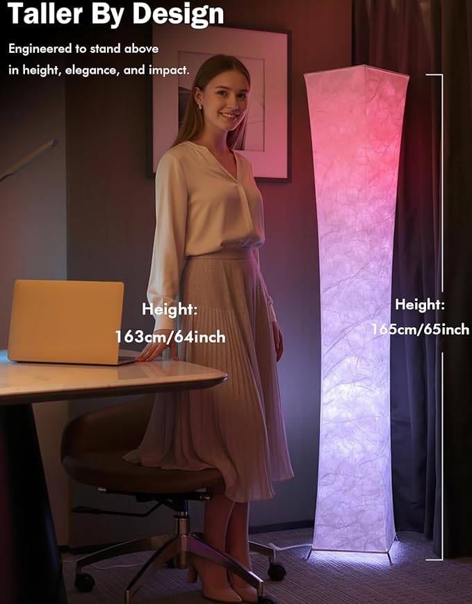 LEONC RGB+CCT Floor Lamp with Remote, 1800lm LED Tuya Smart 9W×2 Bulbs