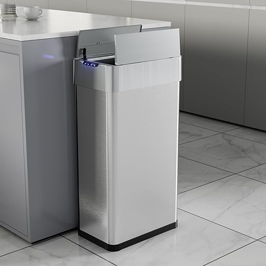 TLSUNNY 18.5 Gallon Automatic Trash Can, Stainless Steel Motion Sensor Garbage