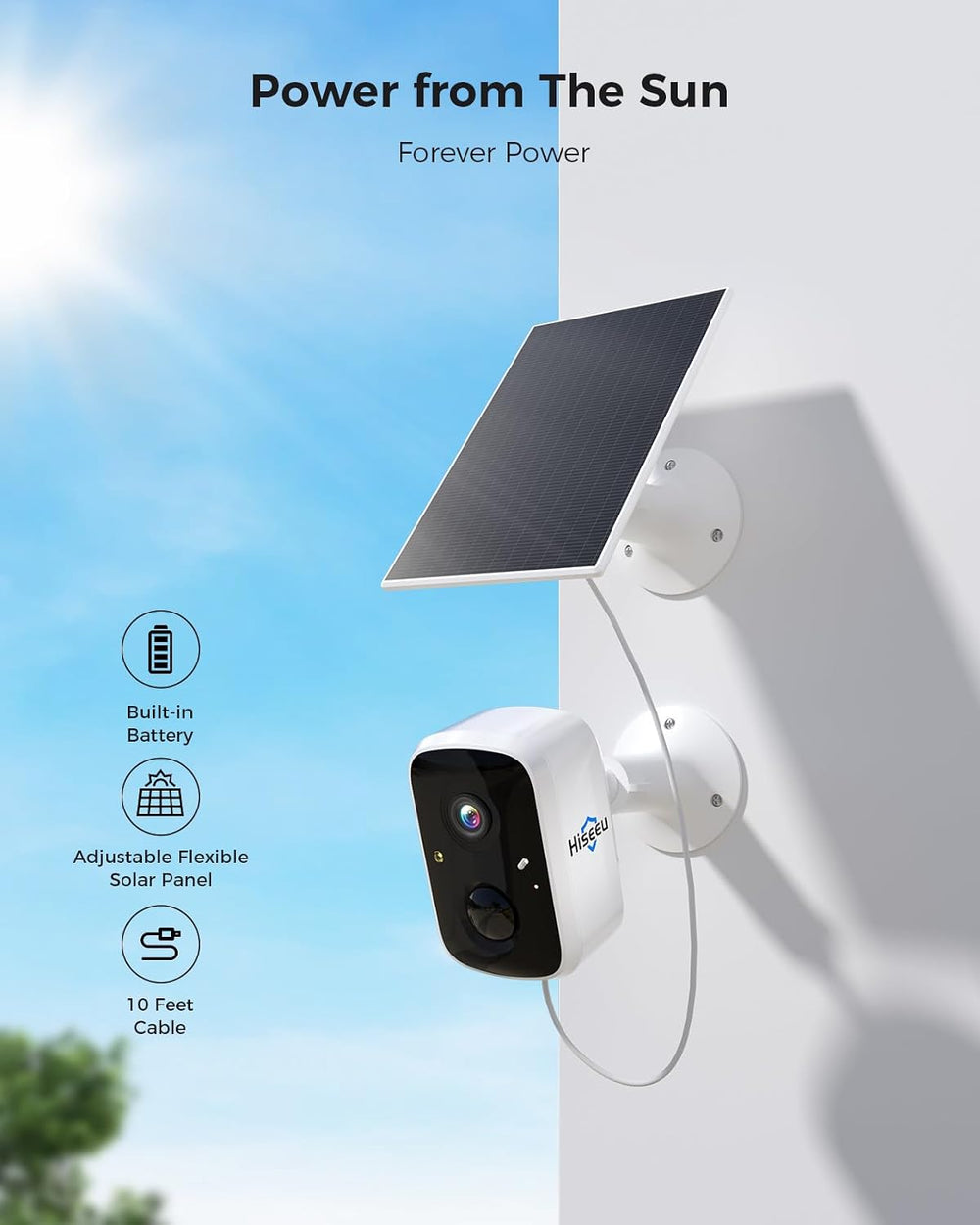 Hiseeu Solar Security Cameras Wireless Outdoor System, 8 Cam-Kit, Expandable ...