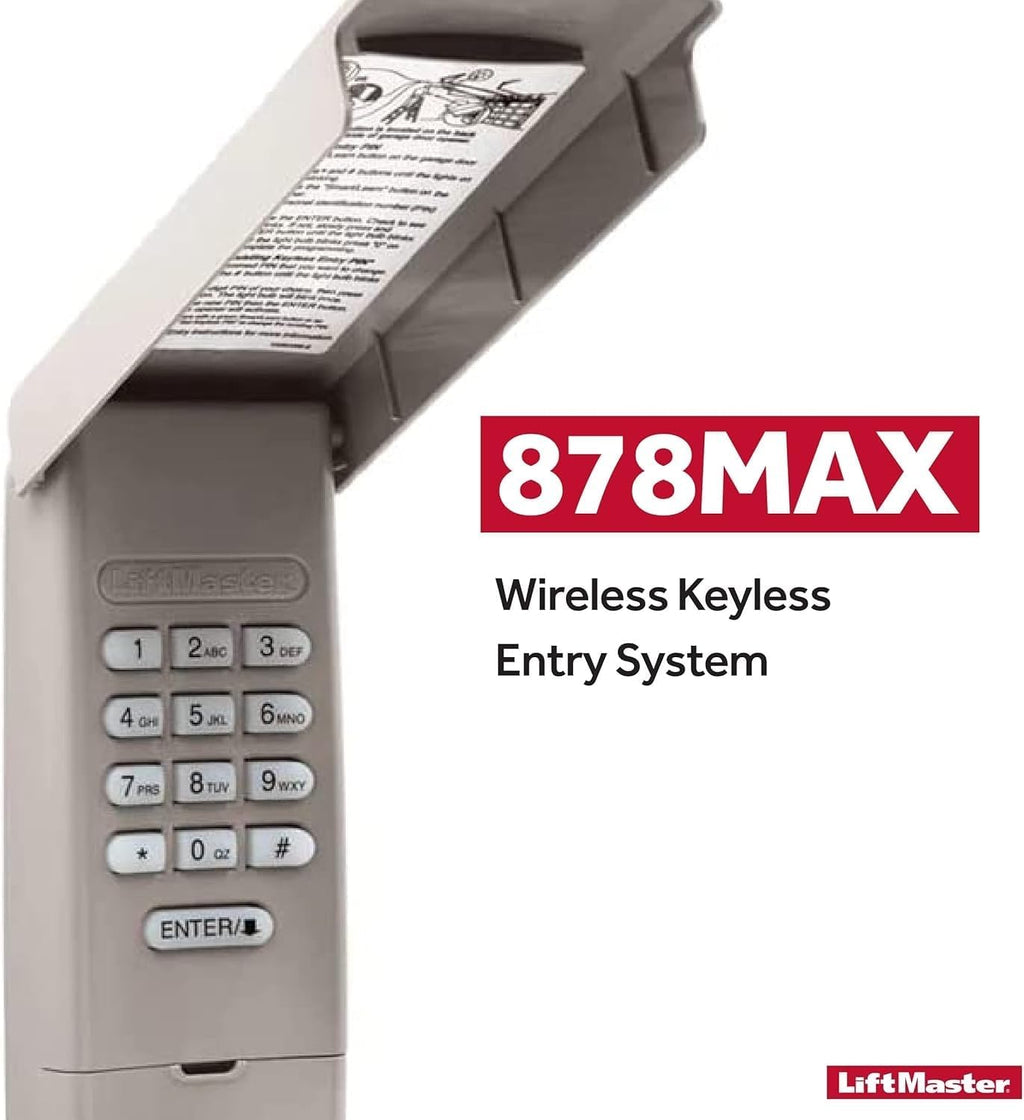 liftmaster 878max security+ garage door keypad wireless and shown in use