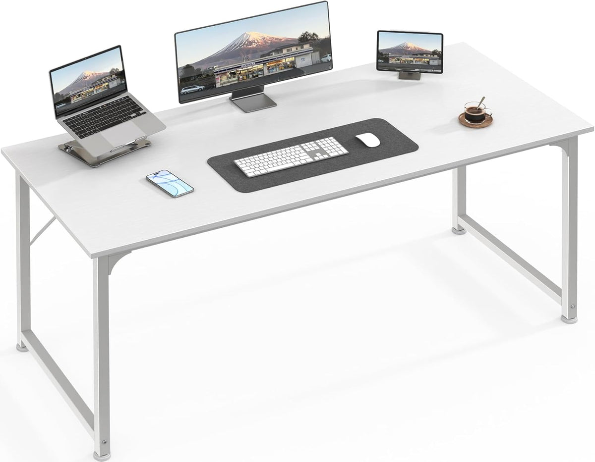 Huuger Computer Desk, 55 Inch Home Office Desk, Gaming Writing Work from Home
