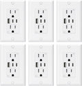 ELEGRP USB Outlets, 15 Amp Wall Outlet (6 Pack)