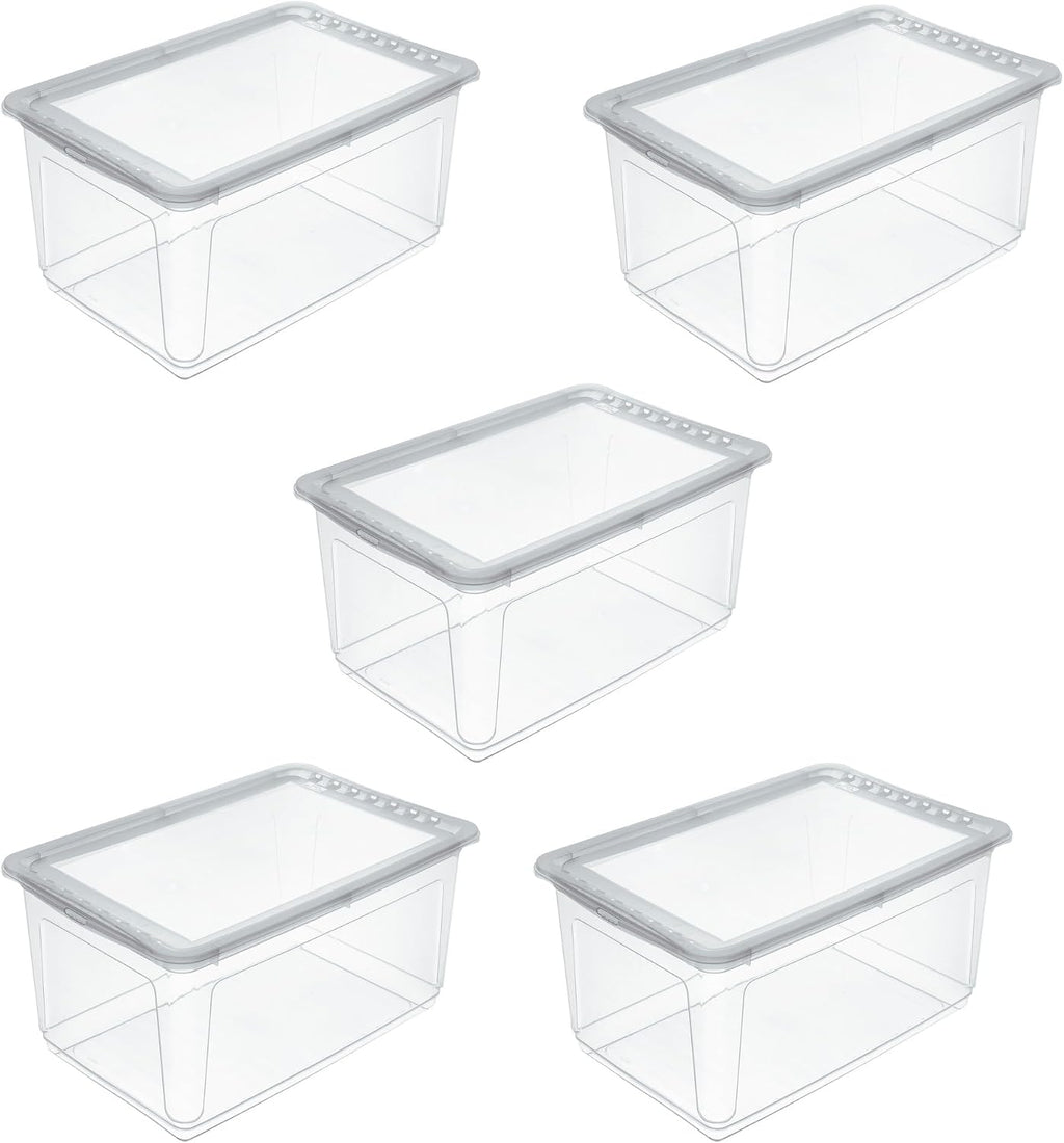 keeeper bea 5x Storage Box with Air Control System, 59 x 39 x 27 cm, 43 L, Transparent