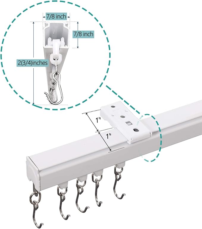 ChadMade Ceiling or Wall Mount Curtain Track Kit - 6ft Adjustable Length Drape