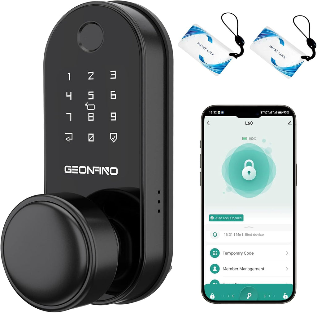 Smart Door Lock with Knob, Keyless Entry Door Lock with Handle