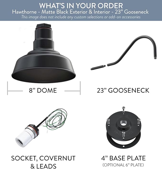 Steel Lighting Co. Hawthorne Barn Light | Outdoor Wall Mounted | 8 inch Dome |