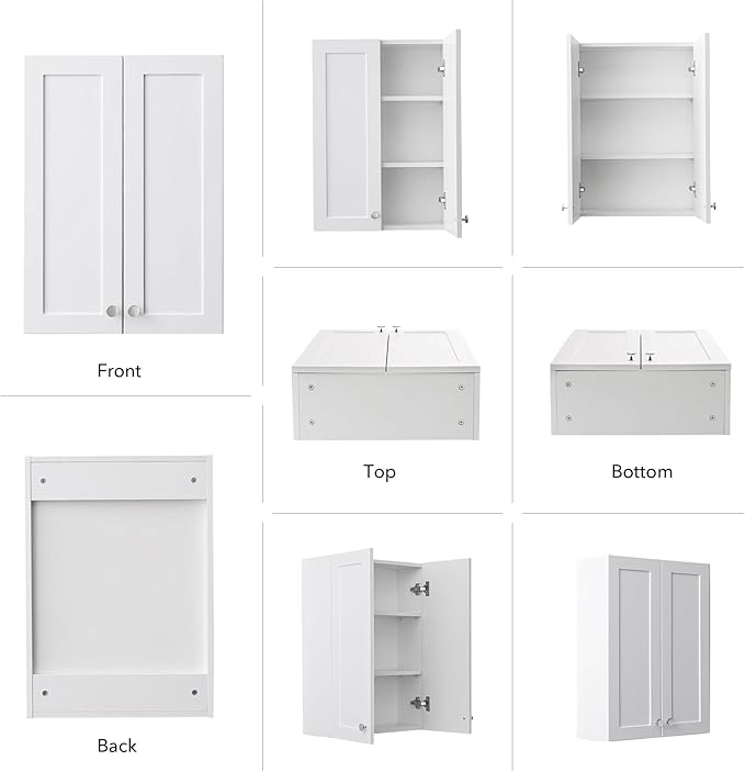 White Wall Mount Cabinet, MDF Over The Toilet Storage Cabinet