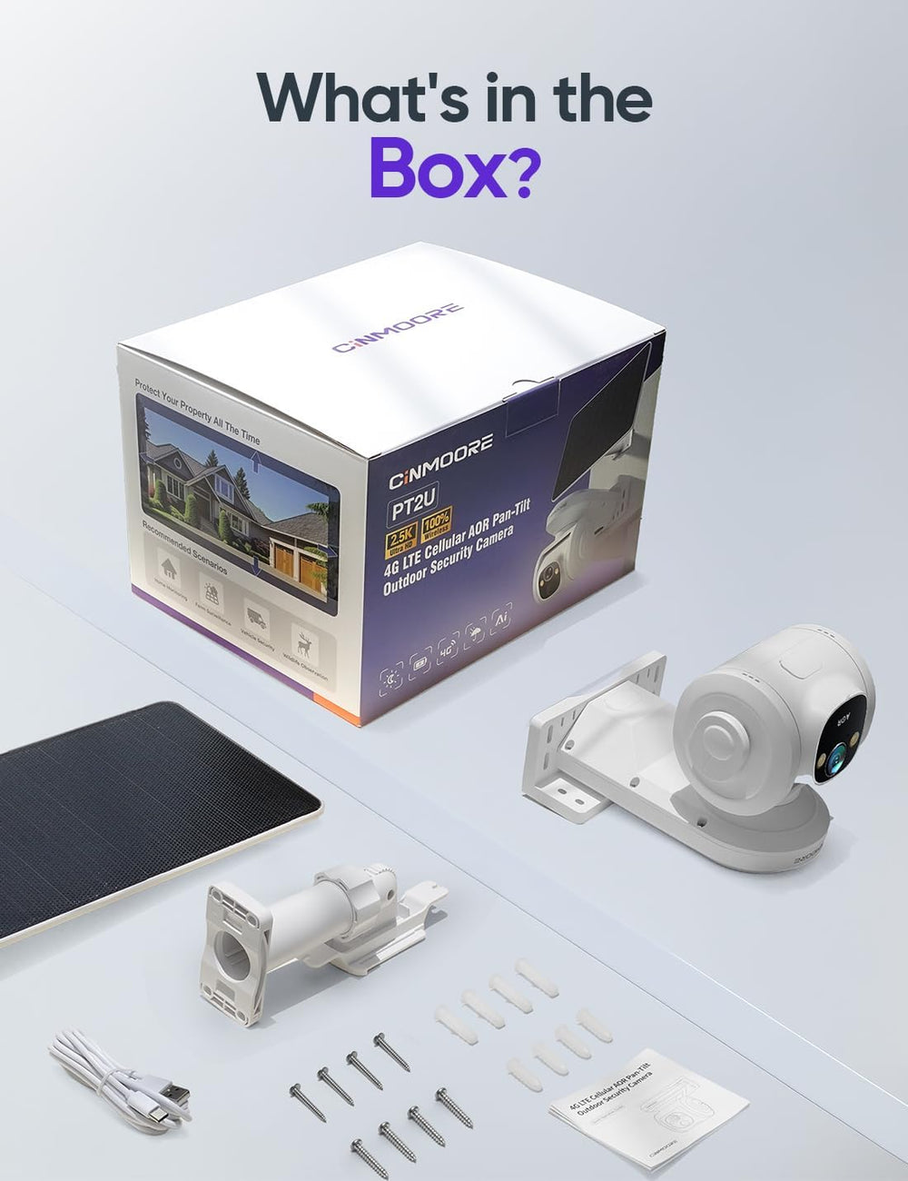 Upgraded 2.5K 4G LTE Wireless Solar Security Camera Outdoor, 18000mAh Battery...