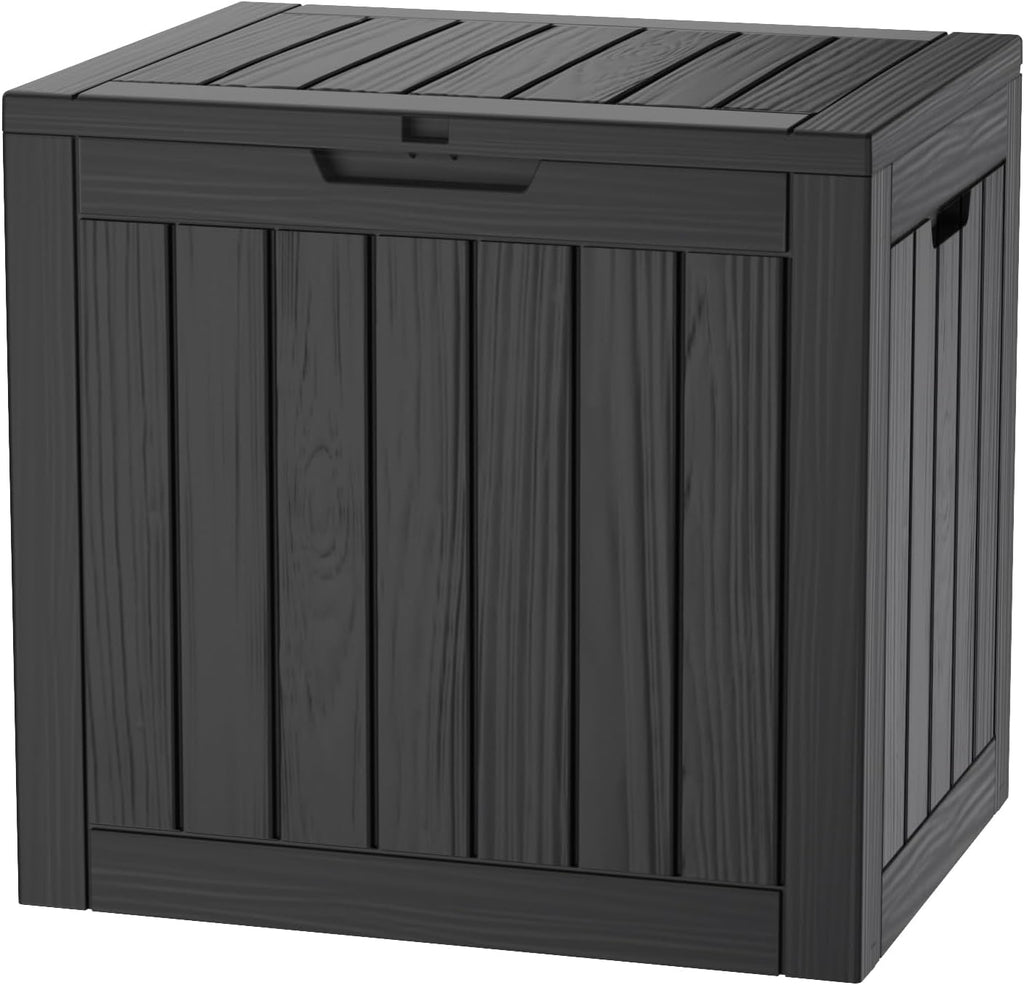 Outdoor Storage Box, 31 Gallon Deck Box Indoor and Outdoor Use, Waterproof Resin Storage Bin for Package Delivery, Patio Cushions, Gardening Tools, Lockable, UV Resistant, Black