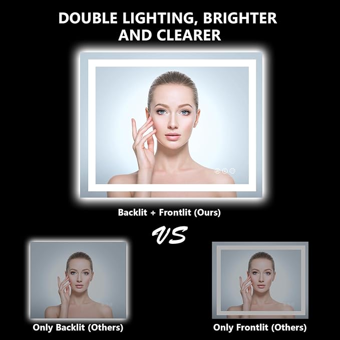 YEELAIT 40x32 Inch LED Bathroom Mirror