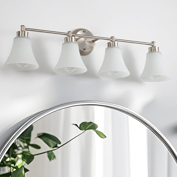 LOUSACE 4 Light Bathroom Vanity Light Brushed Nickel Bathroom Lighting Fixtures