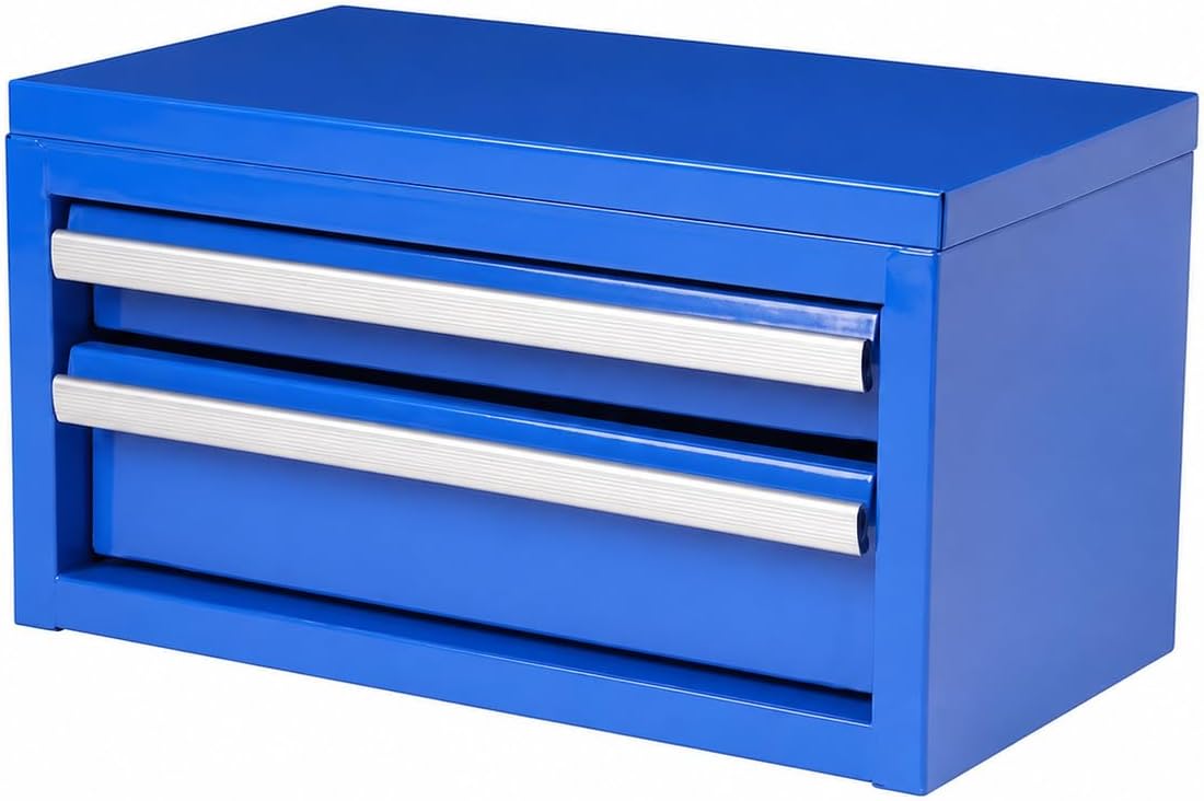 Mini 2-Drawer Blue Steel Tool Box
