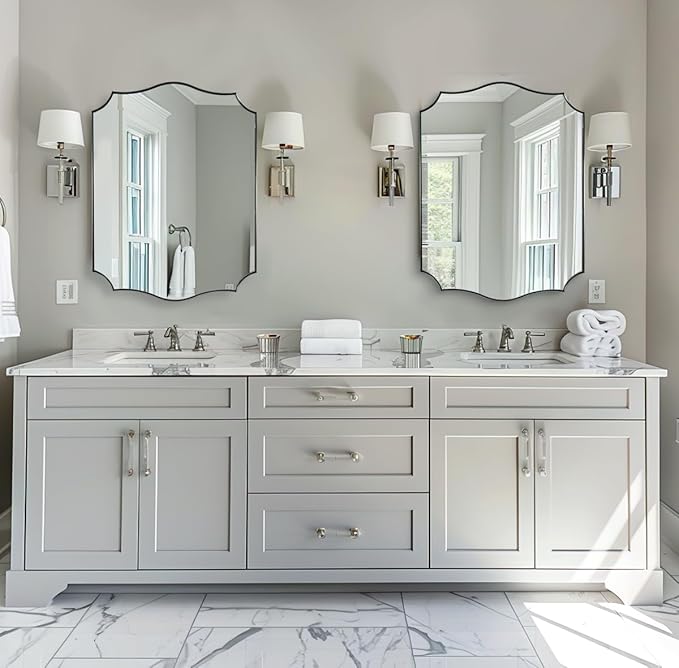 ANDY STAR Brushed Nickel Mirror, 24x32 Inch Unique Mirror