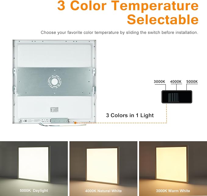 Mcacggo 2x2 FT LED Flat Panel Light Surface Mount Dimmable & 3000K/4000K/5000K (4-Pack)