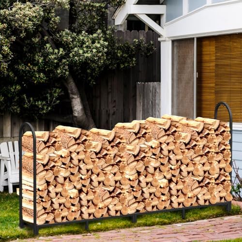 Walensee 8Ft Firewood Rack Holder, Heavy Duty Steel, Rust Resistant, 94.1L x 12.9W x 45.7H inches, Can Hold Up to 220lbs