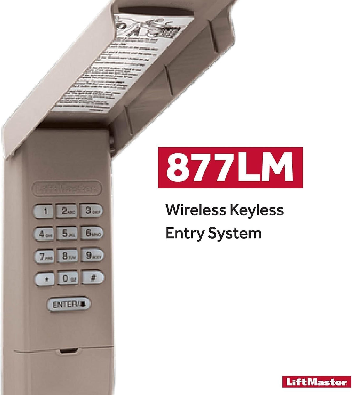 liftmaster 877lm wireless and keyless entry keypad for shown in use