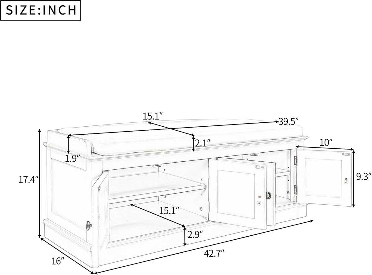 merax modern rustic wood shoe bench with removable shown in use