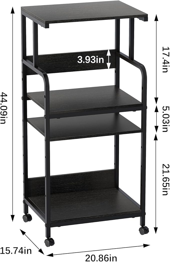Arbuxzuy 4 Tier Stand with Storage Shelf, Tall Mobile Printer Table