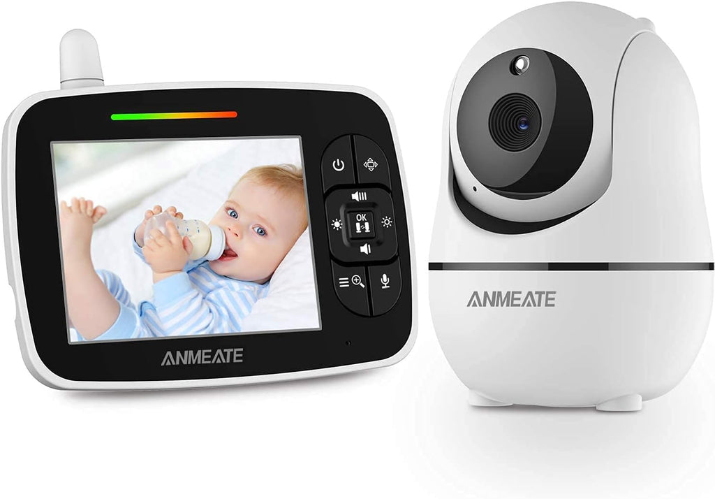 ANMEATE Baby Monitor with Remote Pan-Tilt-Zoom Camera, Large Display Video Baby