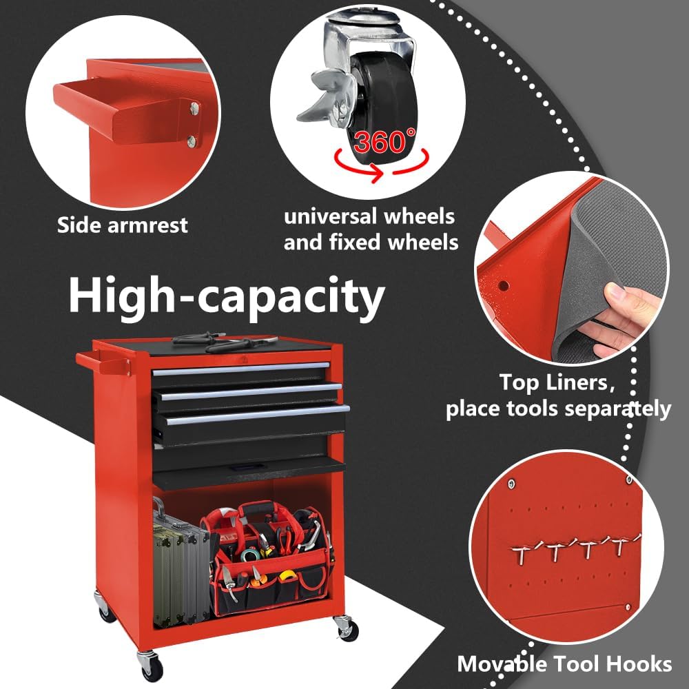 13 drawers tool chest with wheels,large capacity tool, package contents