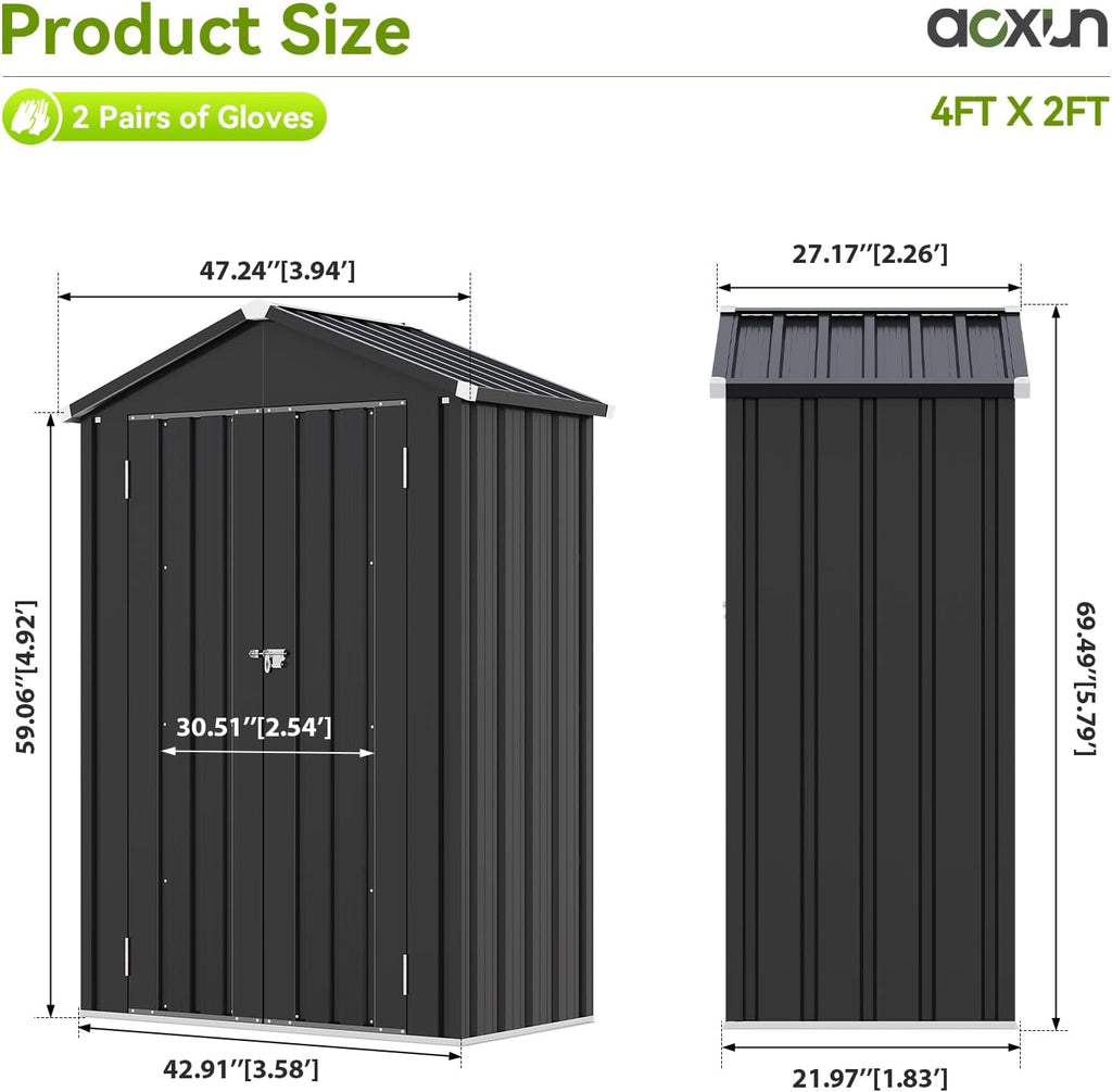 aoxun vertical outdoor storage cabinet 3.5’x2’ with floor shown in use