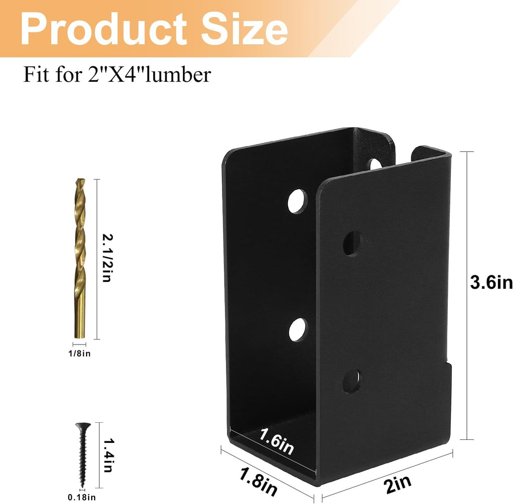 2x4 joist hangers concealed flange deck framing bracket, close-up detail