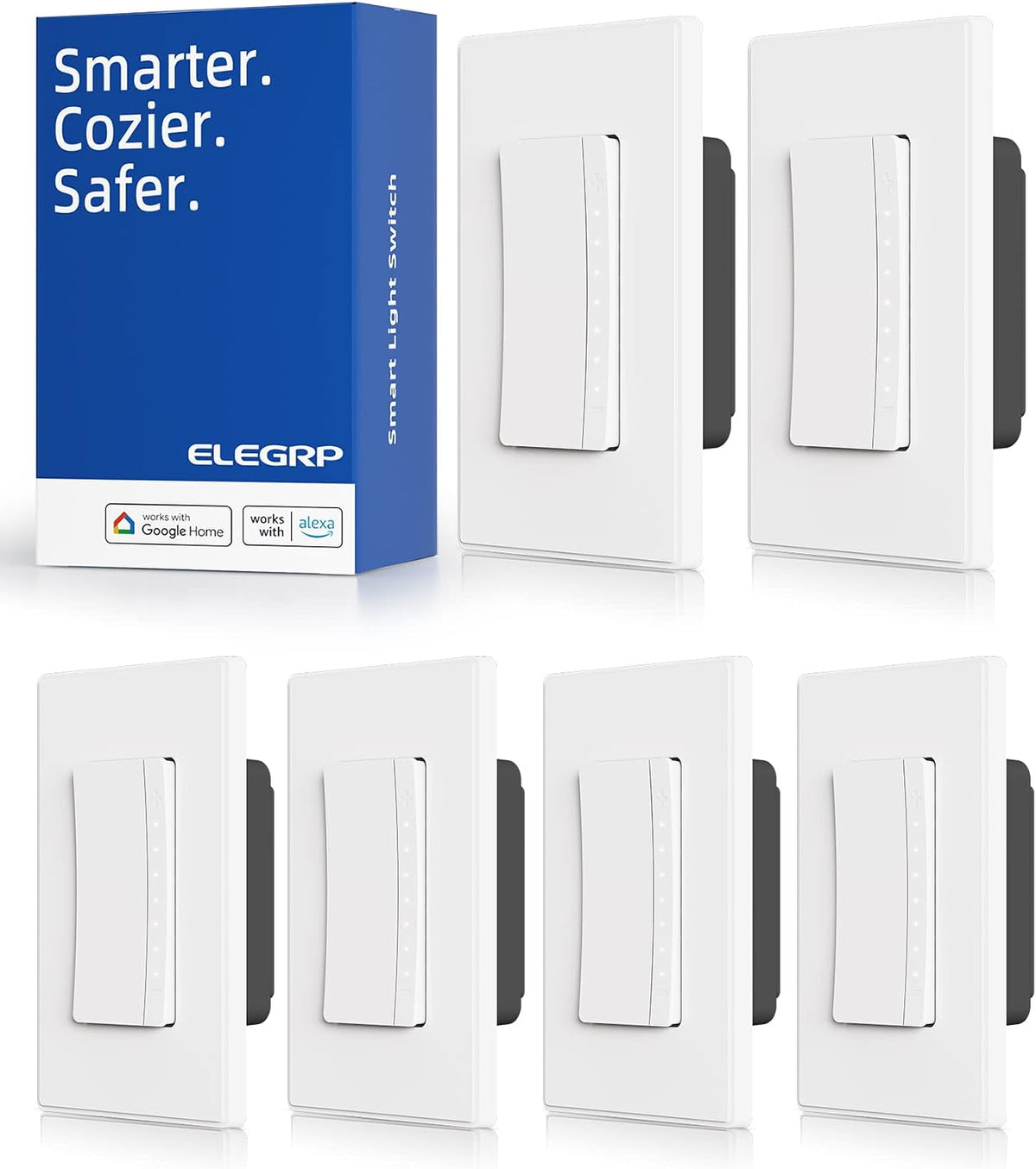 ELEGRP Smart Dimmer Light Switch DPR30, 2.4GHz Wi-Fi Dimmer Switch Compatible (6 Pack)